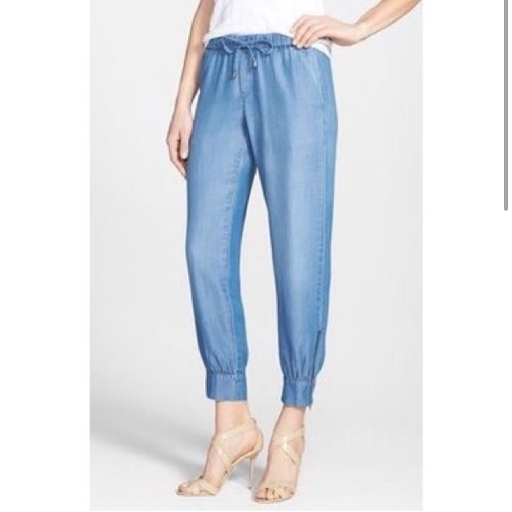 SPLENDID chambray denim jogger with side zips Large
